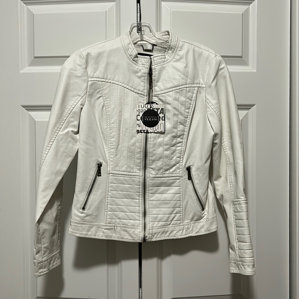 Never worn white vegan coat